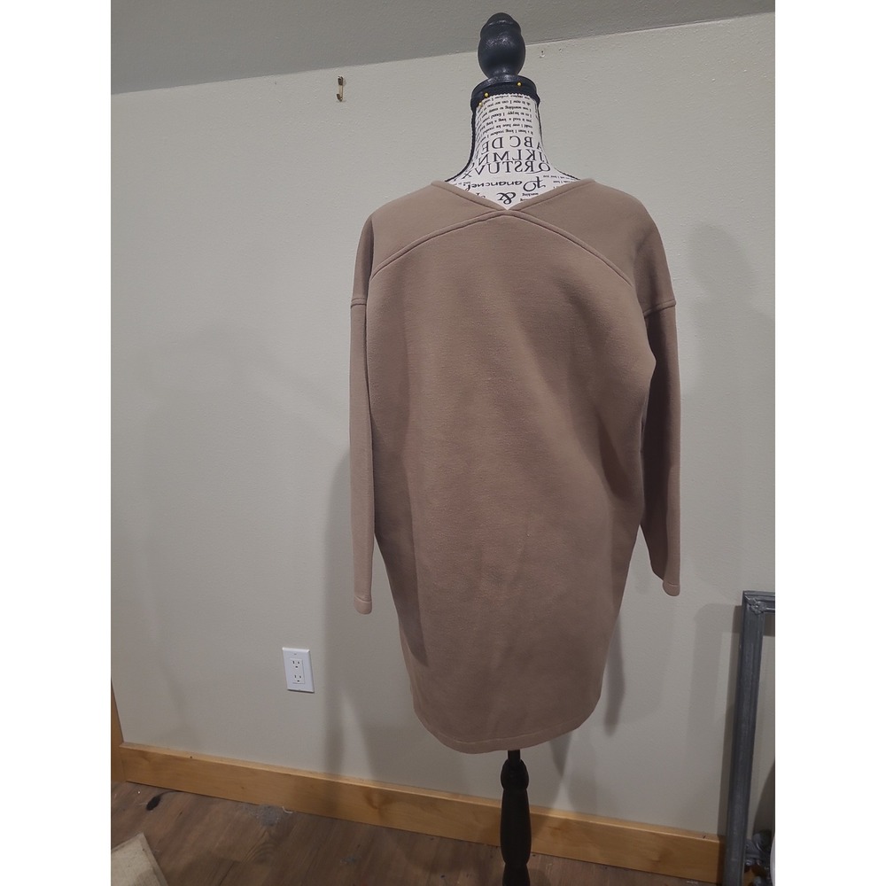 Uniqlo Women SZ L Brown V-Neck 3/4 Sleeve Sweater Dress w/pockets minalmalist - Picture 4 of 10